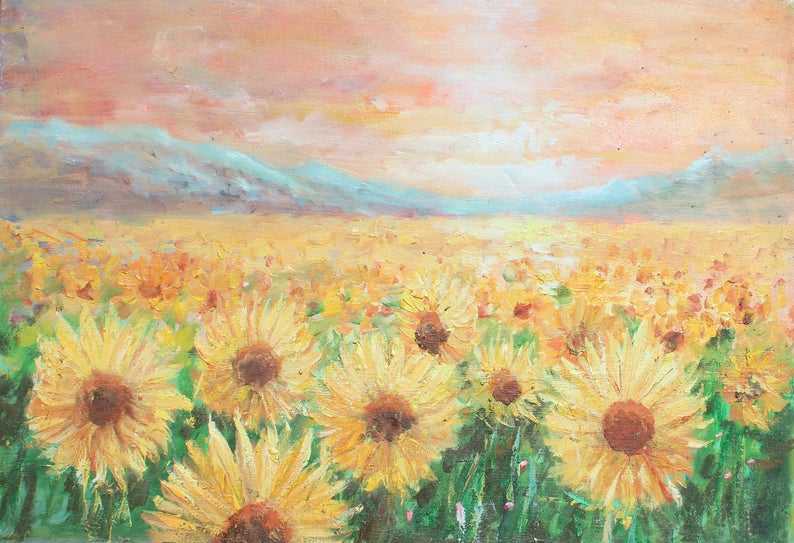 Original Sunflower Oil Painting - Floral Art - GaleriFoton