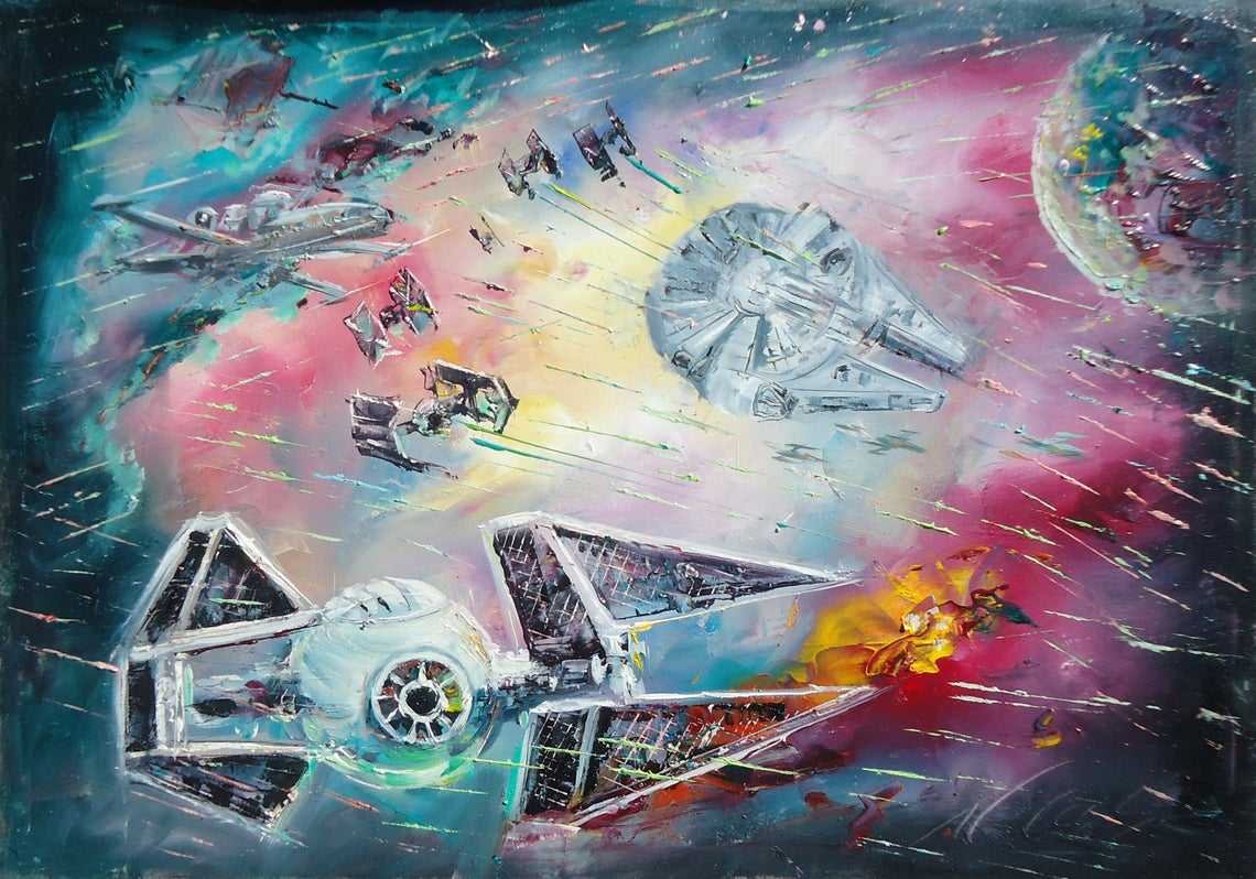Star Wars Wall Art Handmade Oil Painting On Canvas Galerifoton