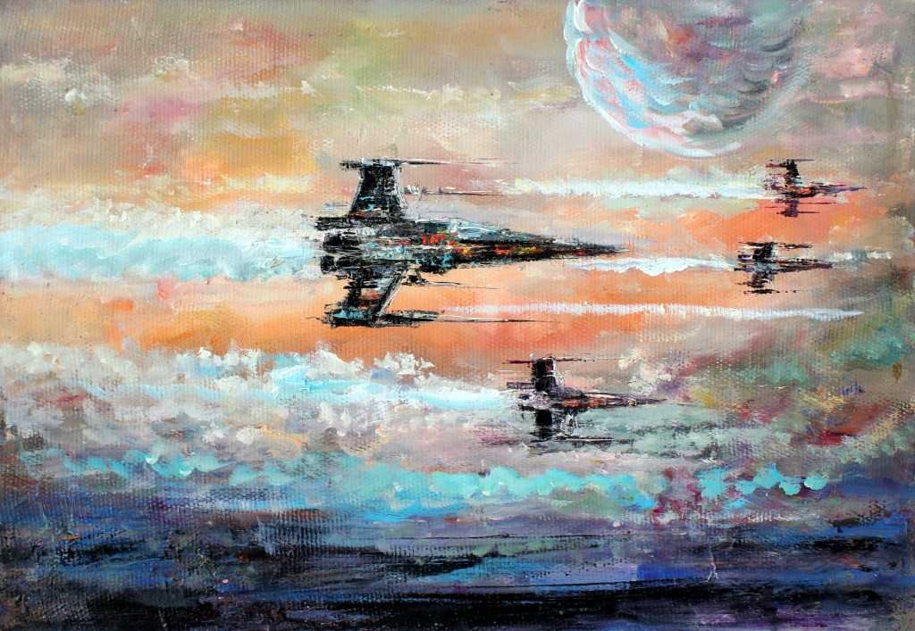 X-Wing Fighters popular Print, Star Wars Themed Canvas Print, Star Wars Wall Art, Sci-fi Wall Art