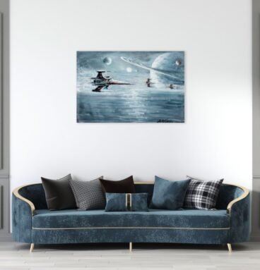 X-wing wall decor, Starfighter canvas, Space fighter print, cheapest X-wing canvas, Fantasy wall art, Movie wall decor, Interior design, X-wing art