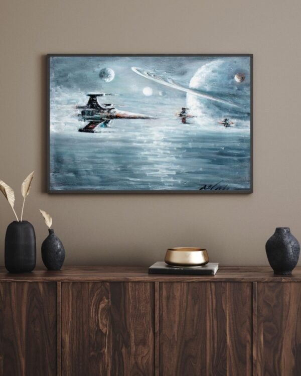 X-wing wall decor, Starfighter canvas, Space fighter print, cheapest X-wing canvas, Fantasy wall art, Movie wall decor, Interior design, X-wing art