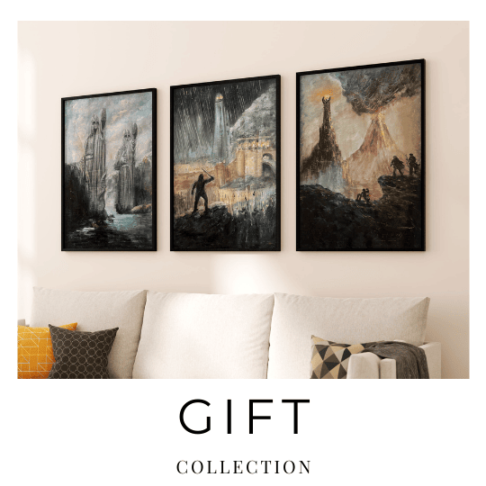 lord of the rings art prints on the wall