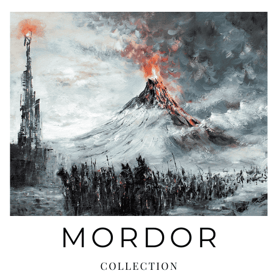 Oil painting of Mordor's army gathering by Naci Caba